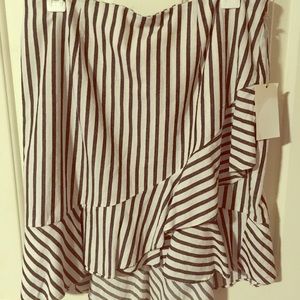 Black and white striped ruffle skirt
